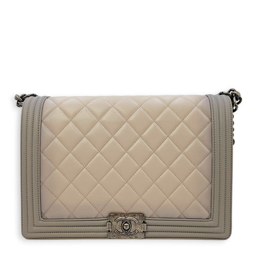 Le Boy Large Grey Top Handle Bag in Calfskin Ruthenium hardware CL2605-21678 1