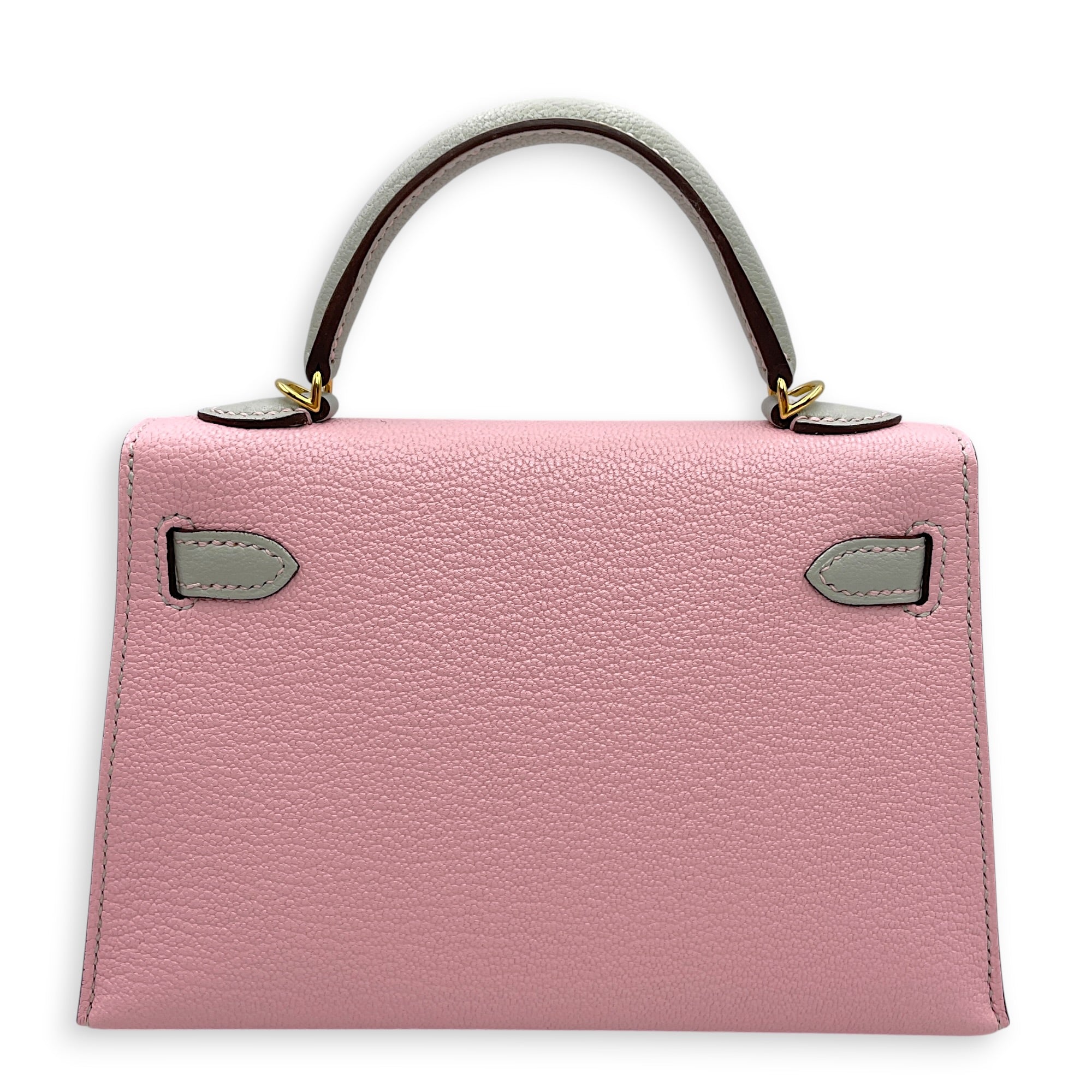 HSS Sellier Kelly 20 Rose Sakura/Gris Perle in Chevre Mysore Gold hardware CL2605-21679 2
