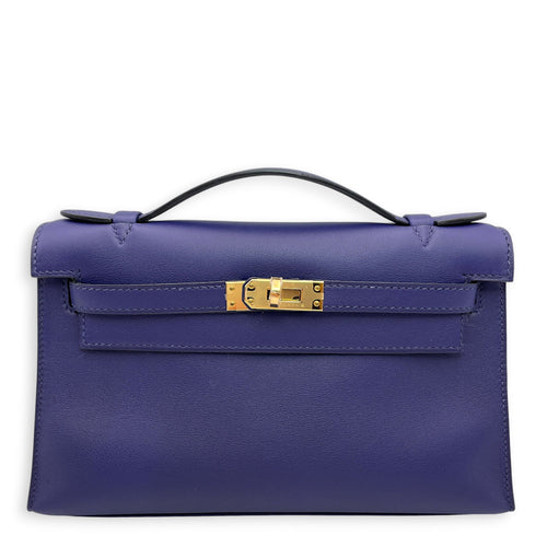 Kelly Pochette Blue Encre in Swift Gold hardware CL2605-21680 1