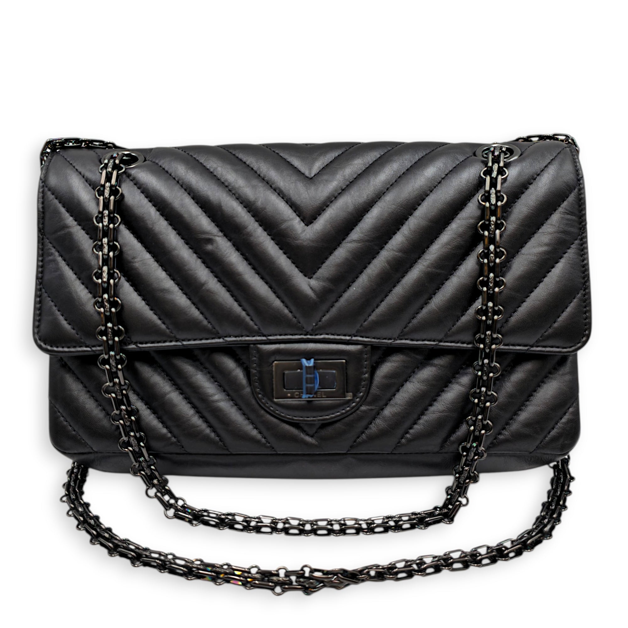 Reissue 2.55 Small Black Shoulder Bag in Calfskin So Black hardware CL2605-21684 2