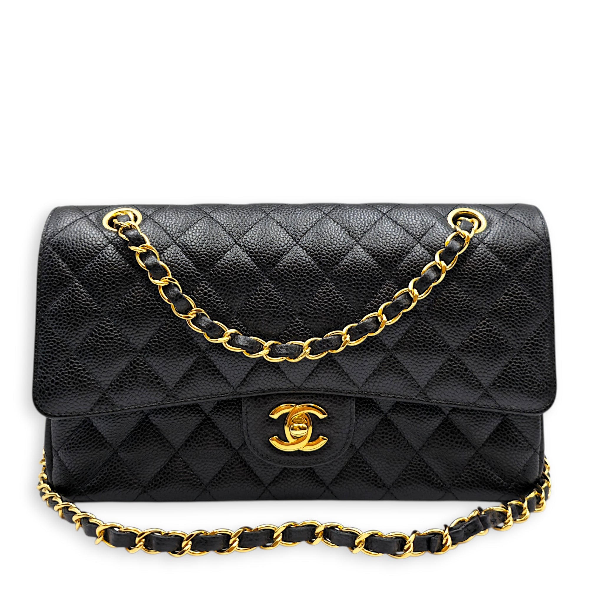 Classic Flap Medium Black Shoulder Bag in Caviar Leather Gold hardware CL2605-21685 2
