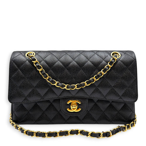 Classic Flap Medium Black Shoulder Bag in Caviar Leather Gold hardware CL2605-21685 2