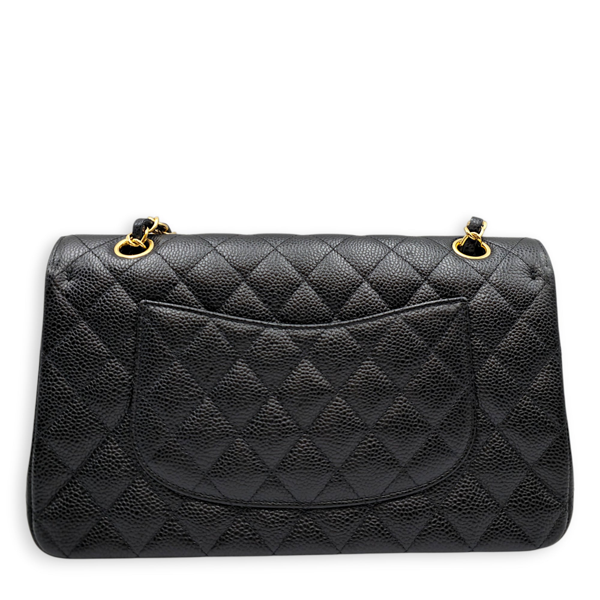 Classic Flap Medium Black Shoulder Bag in Caviar Leather Gold hardware CL2605-21685 3