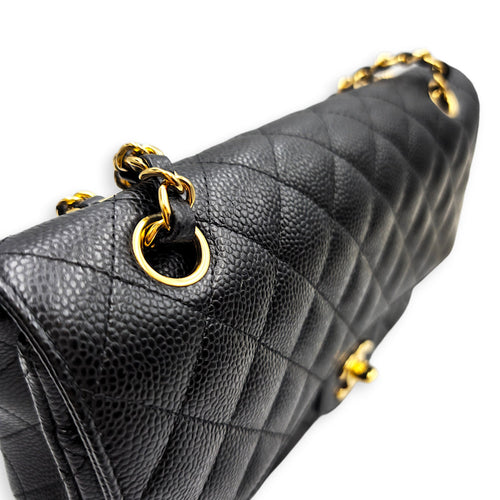 Classic Flap Medium Black Shoulder Bag in Caviar Leather Gold hardware CL2605-21685 8