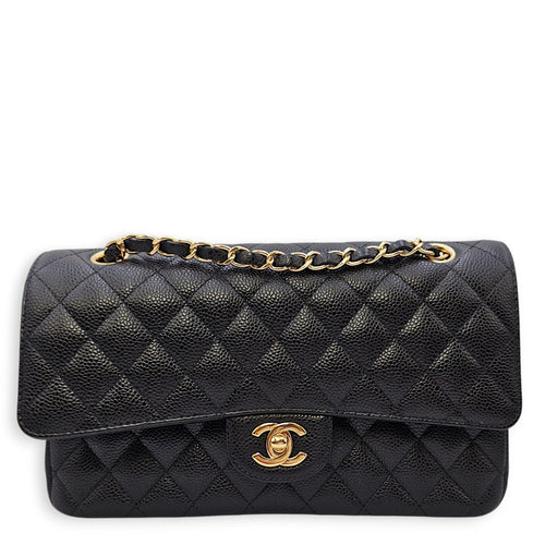 Classic Flap Medium Black Shoulder Bag in Caviar Leather Gold hardware CL2605-21685 1