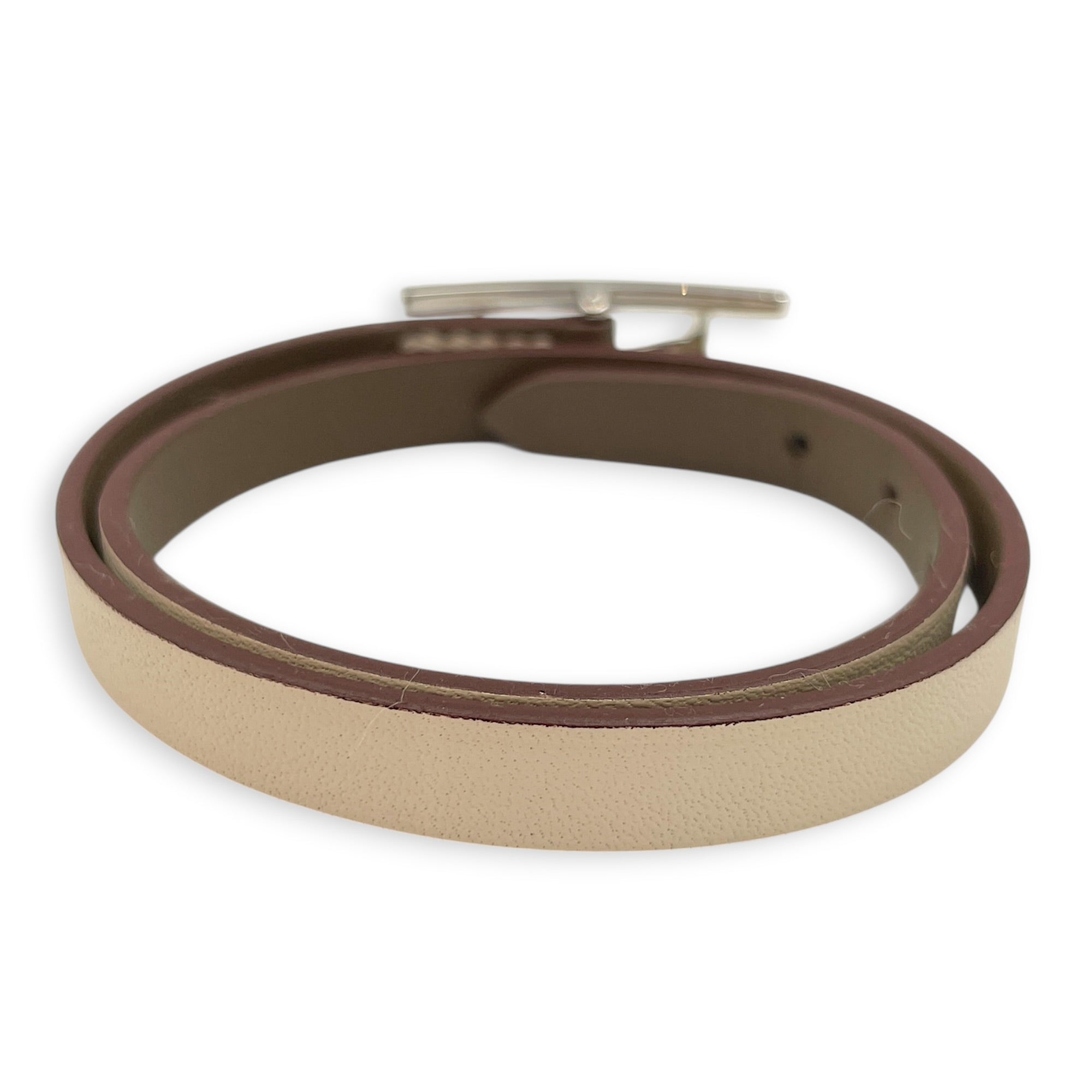 Behapi Double Tour T2 Etoupe/Nata Bracelet in Swift Palladium hardware CL2605-21702 2
