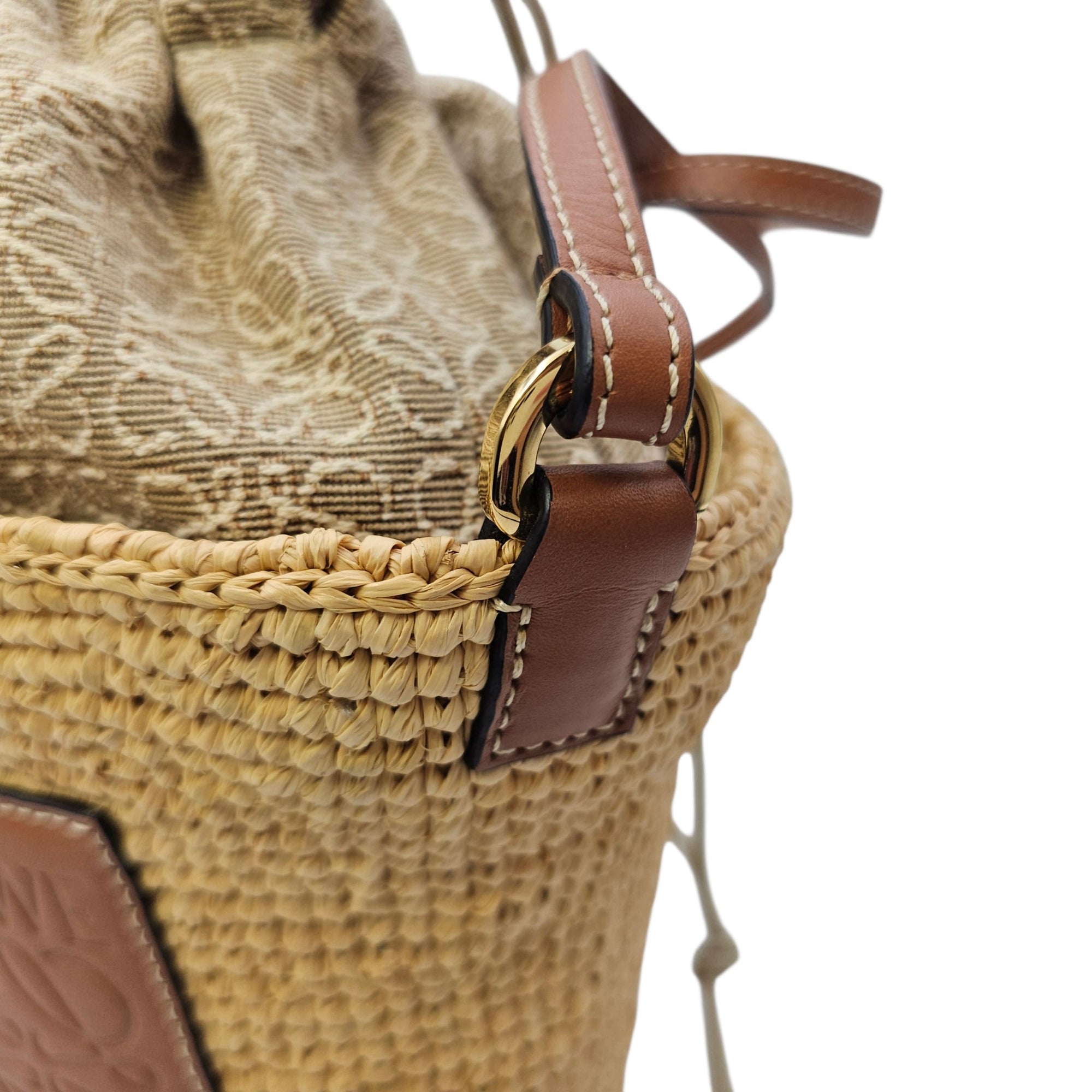 Anagram Pochette Basket Brown Crossbody Bag in Raffia Gold hardware CL2605-21709 12