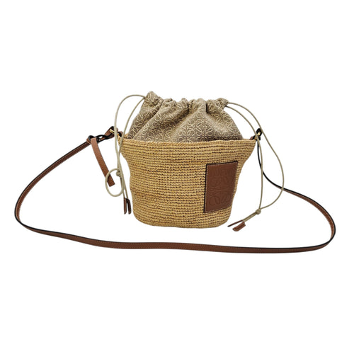 Anagram Pochette Basket Brown Crossbody Bag in Raffia Gold hardware CL2605-21709 13