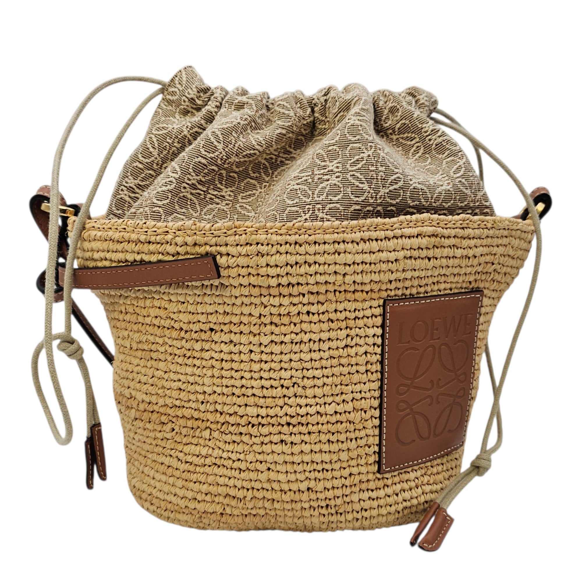 Anagram Pochette Basket Brown Crossbody Bag in Raffia Gold hardware CL2605-21709 2