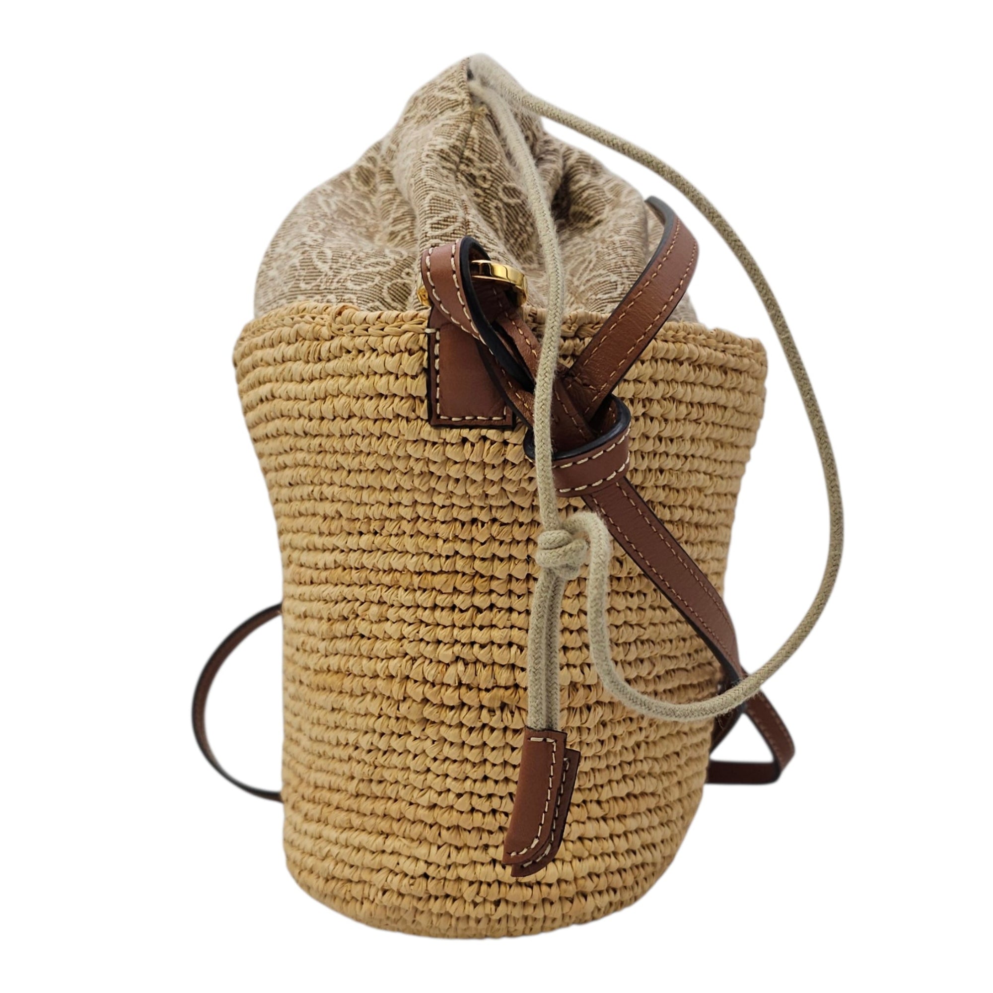 Anagram Pochette Basket Brown Crossbody Bag in Raffia Gold hardware CL2605-21709 3