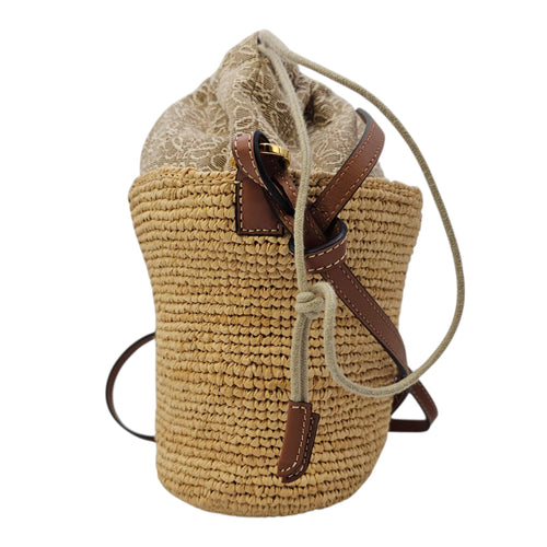 Anagram Pochette Basket Brown Crossbody Bag in Raffia Gold hardware CL2605-21709 3