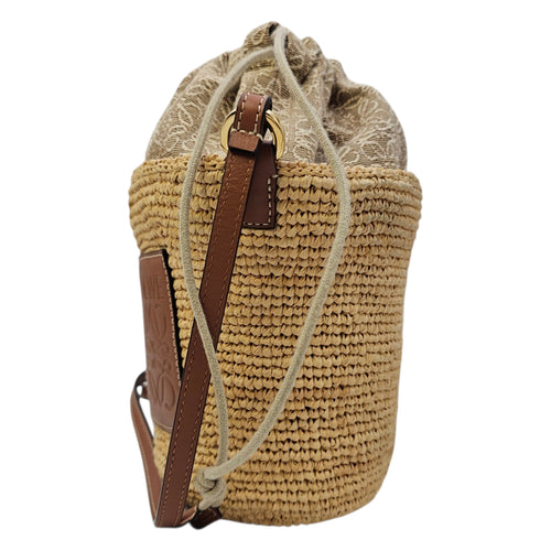 Anagram Pochette Basket Brown Crossbody Bag in Raffia Gold hardware CL2605-21709 4