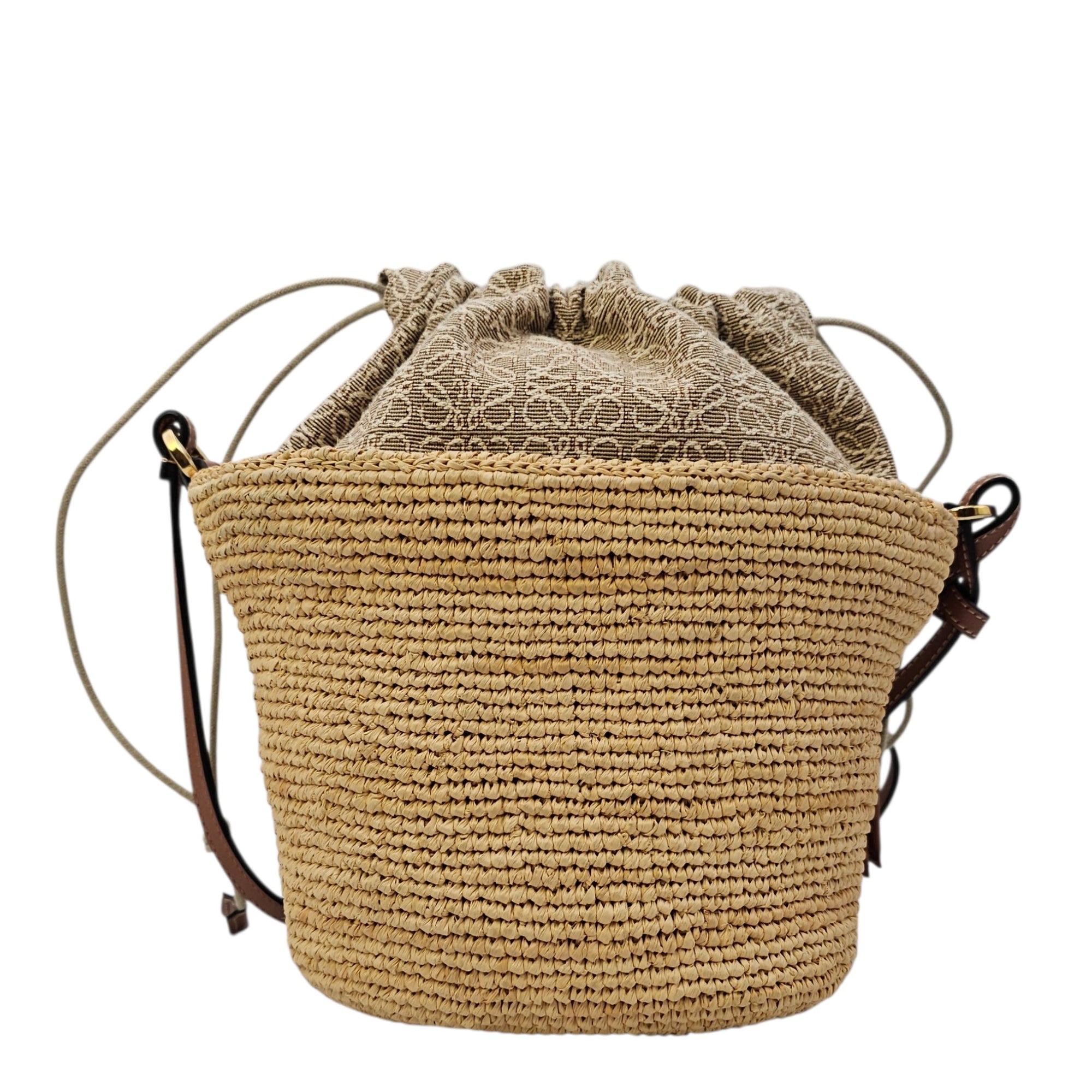 Anagram Pochette Basket Brown Crossbody Bag in Raffia Gold hardware CL2605-21709 5