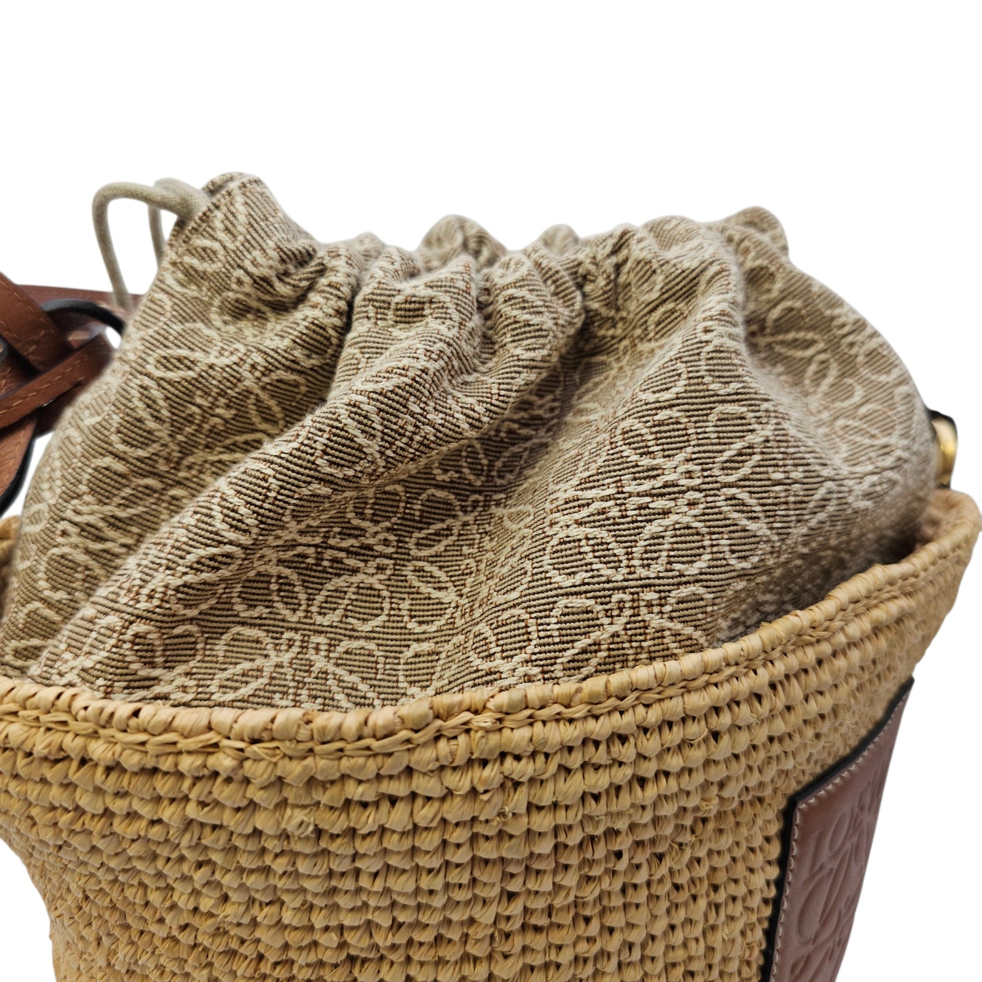 Anagram Pochette Basket Brown Crossbody Bag in Raffia Gold hardware CL2605-21709 9