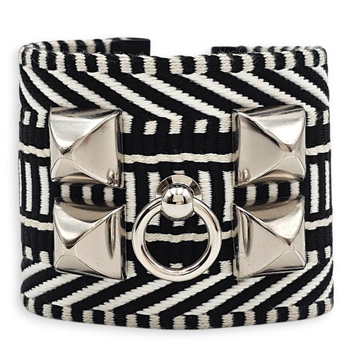 CDC Cavale T2 Blanc/Noir Bracelet in Swift Palladium hardware CL2605-21713 1