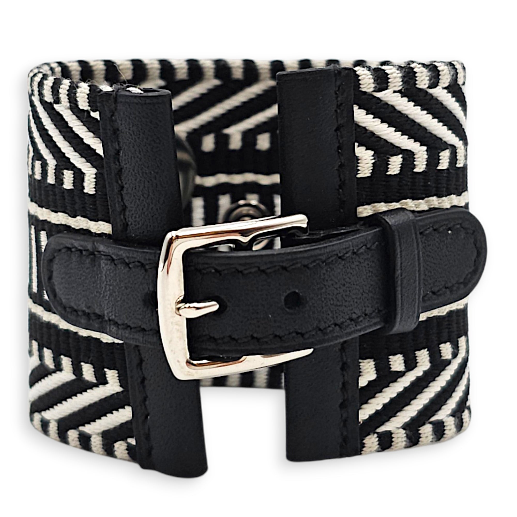 CDC Cavale T2 Blanc/Noir Bracelet in Swift Palladium hardware CL2605-21713 2