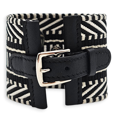 CDC Cavale T2 Blanc/Noir Bracelet in Swift Palladium hardware CL2605-21713 2