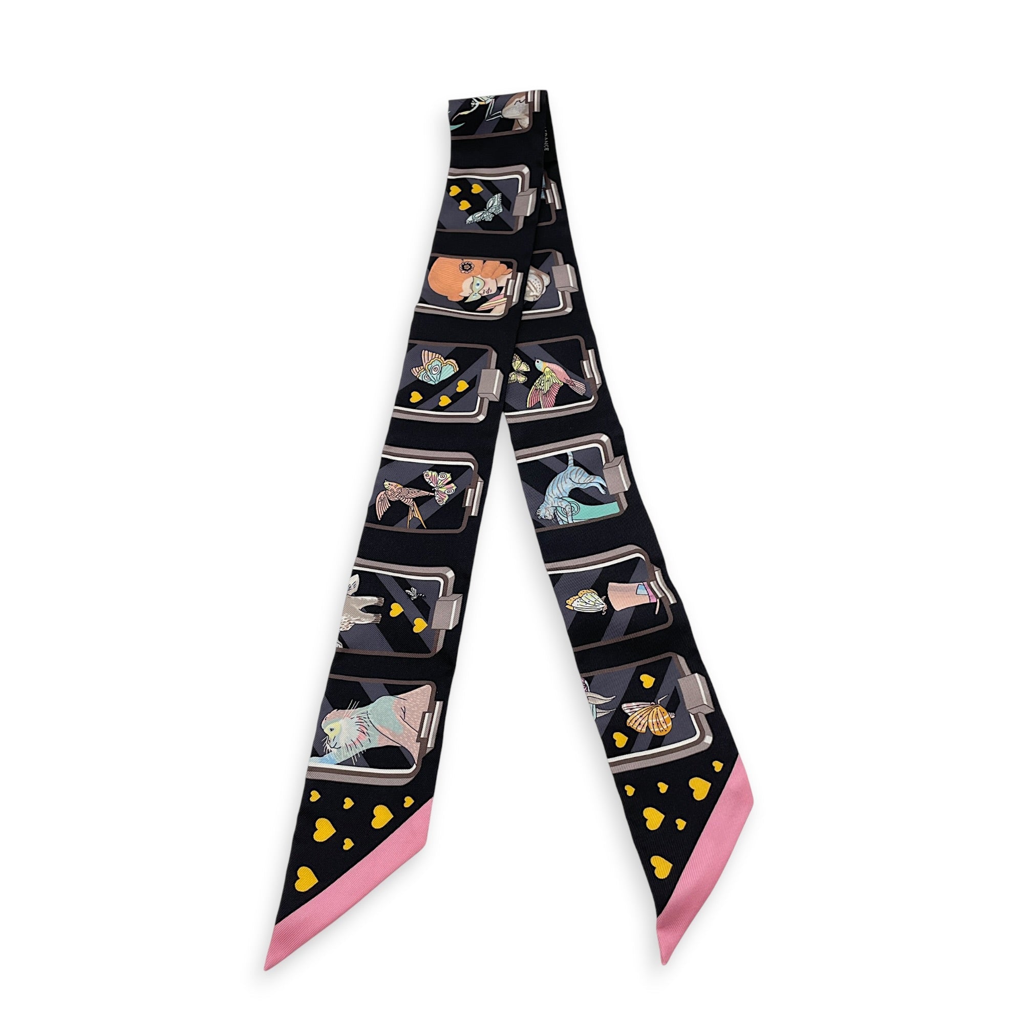 Hermès Story Noir/Pink Twilly (Pair) CL2605-21714 2