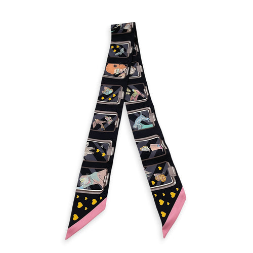 Hermès Story Noir/Pink Twilly (Pair) CL2605-21714 2