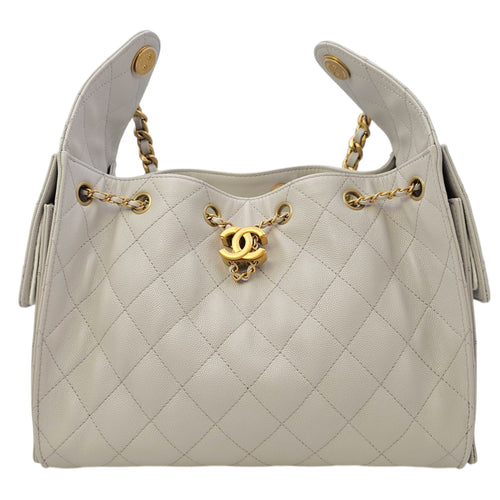 C25 Small Grey Shoulder Bag in Caviar Leather Gold hardware CL2605-21731 1