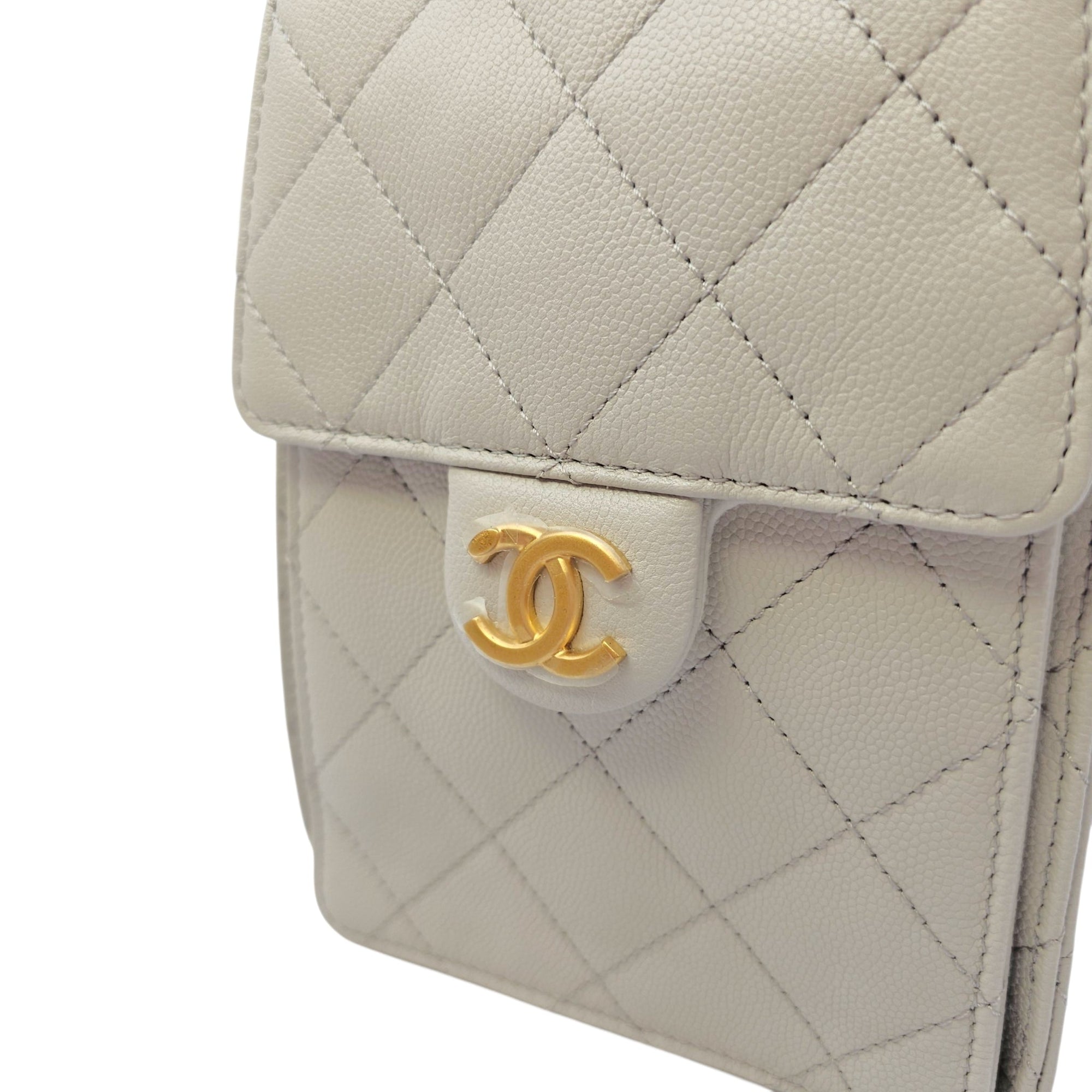 C25 Small Grey Shoulder Bag in Caviar Leather Gold hardware CL2605-21731 10