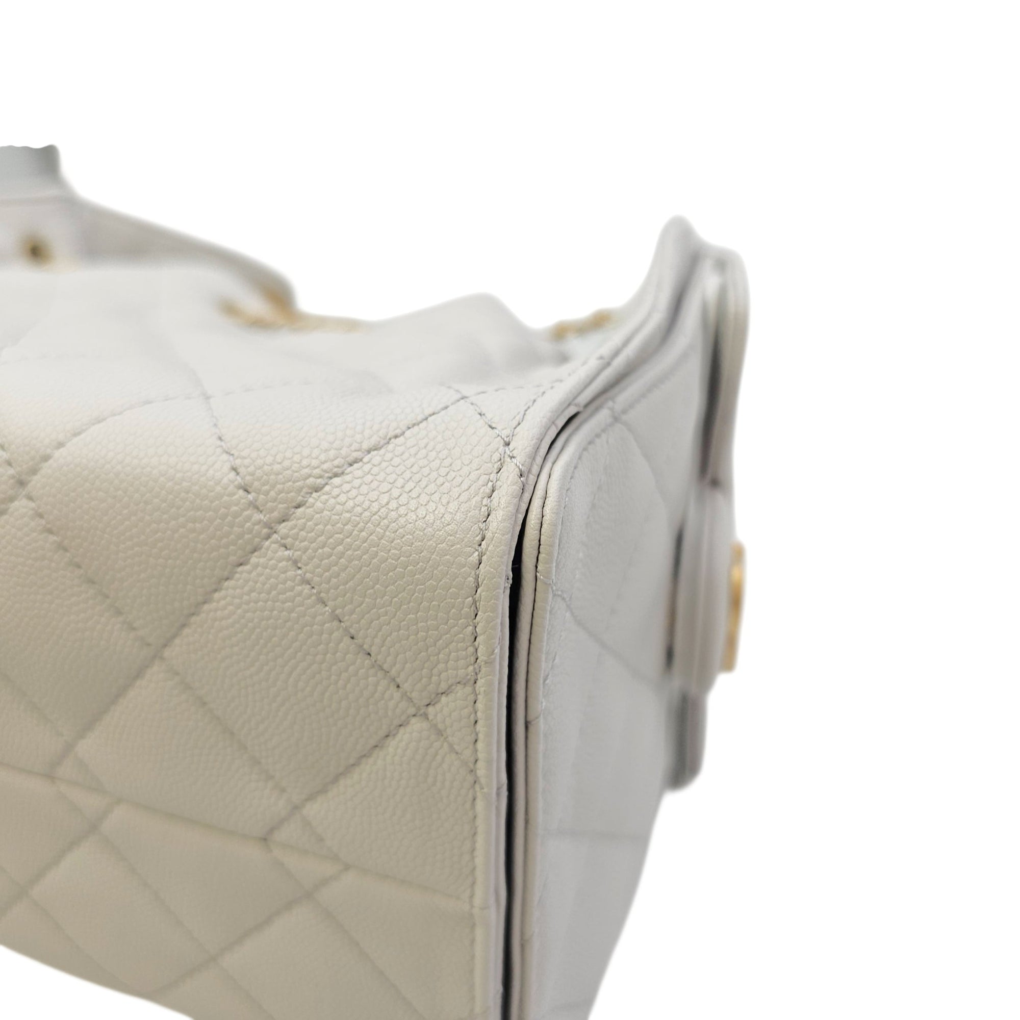 C25 Small Grey Shoulder Bag in Caviar Leather Gold hardware CL2605-21731 11