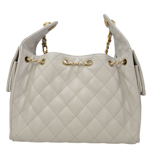 C25 Small Grey Shoulder Bag in Caviar Leather Gold hardware CL2605-21731 2