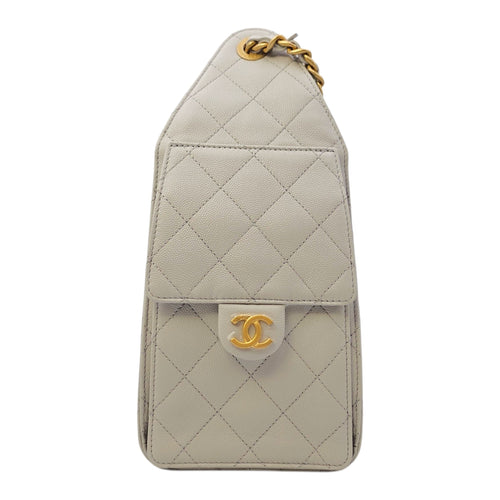 C25 Small Grey Shoulder Bag in Caviar Leather Gold hardware CL2605-21731 3