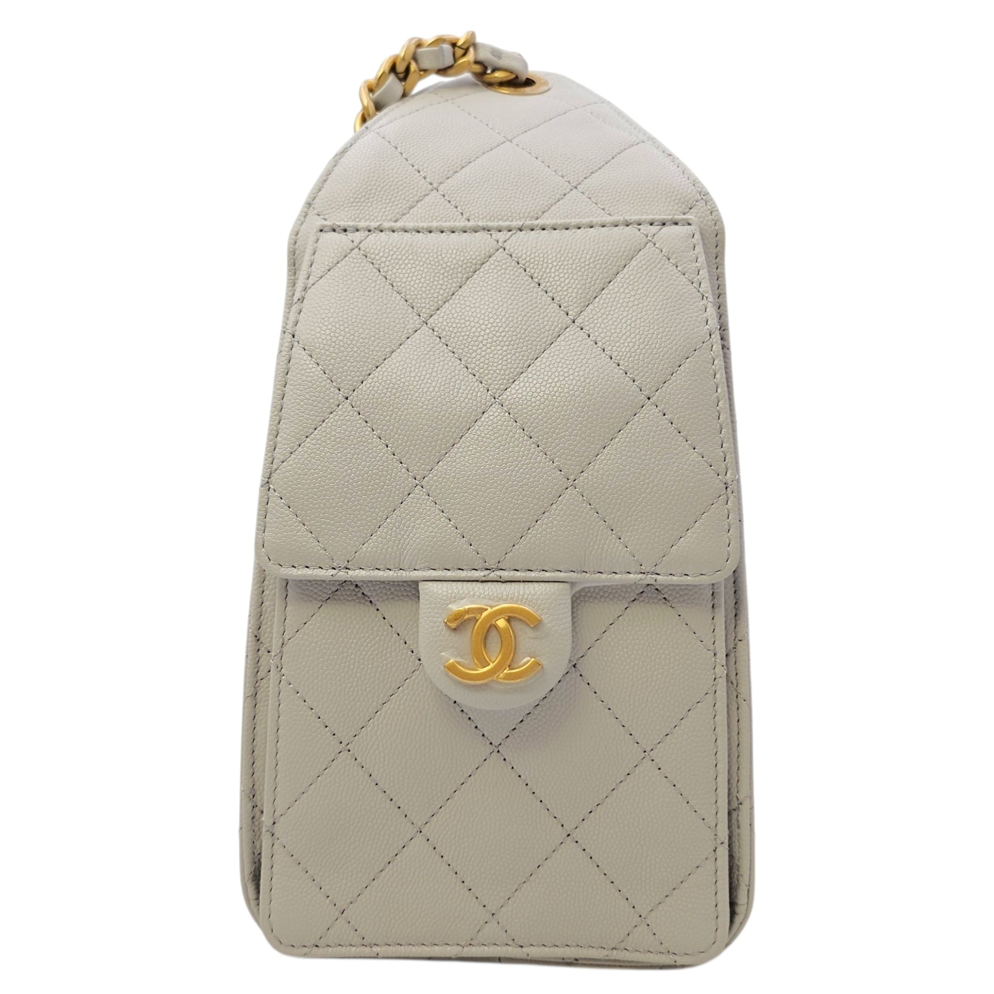 C25 Small Grey Shoulder Bag in Caviar Leather Gold hardware CL2605-21731 4