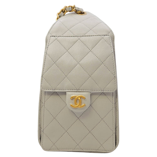 C25 Small Grey Shoulder Bag in Caviar Leather Gold hardware CL2605-21731 4
