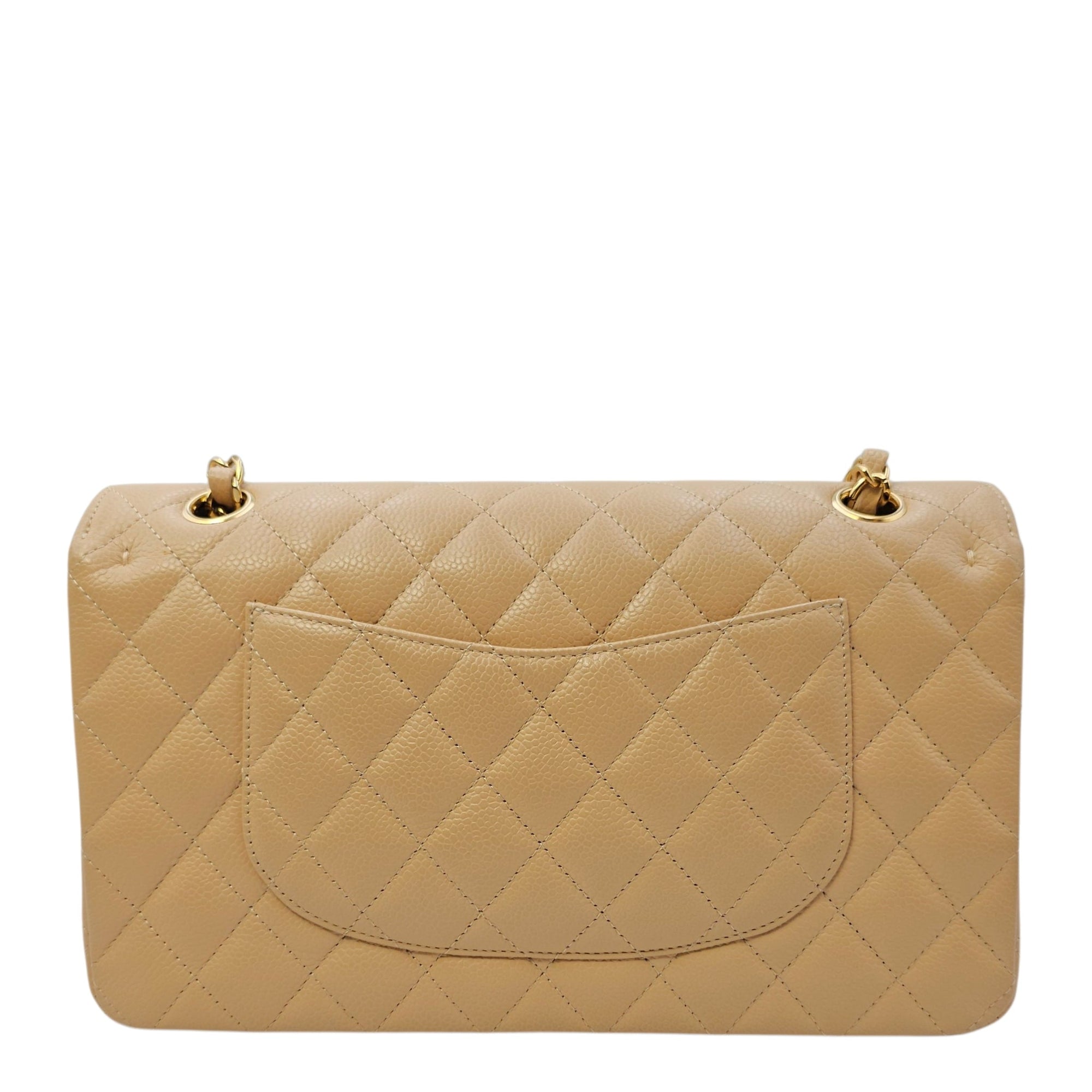 Classic Flap Medium Beige Shoulder Bag in Caviar Leather Gold hardware CL2606-21744 2