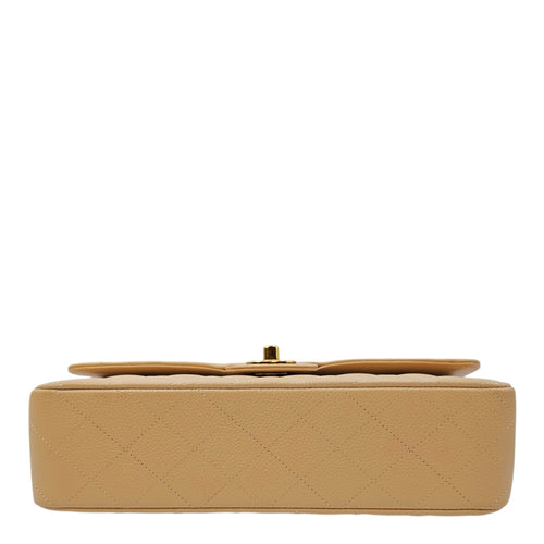 Classic Flap Medium Beige Shoulder Bag in Caviar Leather Gold hardware CL2606-21744 5