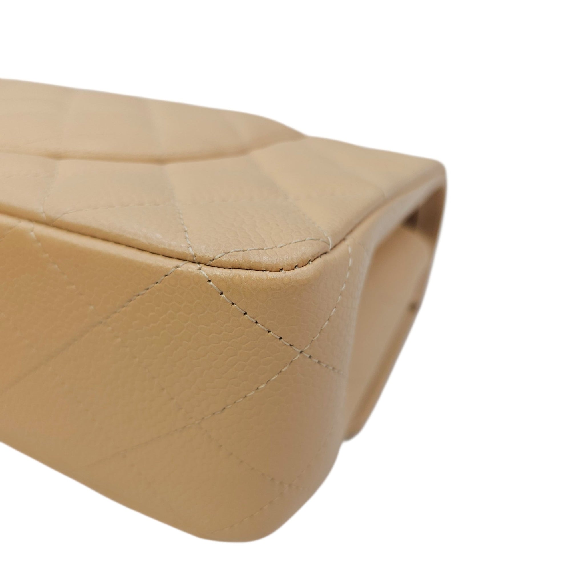 Classic Flap Medium Beige Shoulder Bag in Caviar Leather Gold hardware CL2606-21744 9