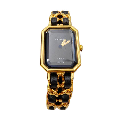 Vintage Premiere 1987 Small Black Watch Gold hardware CL2606-21771 1