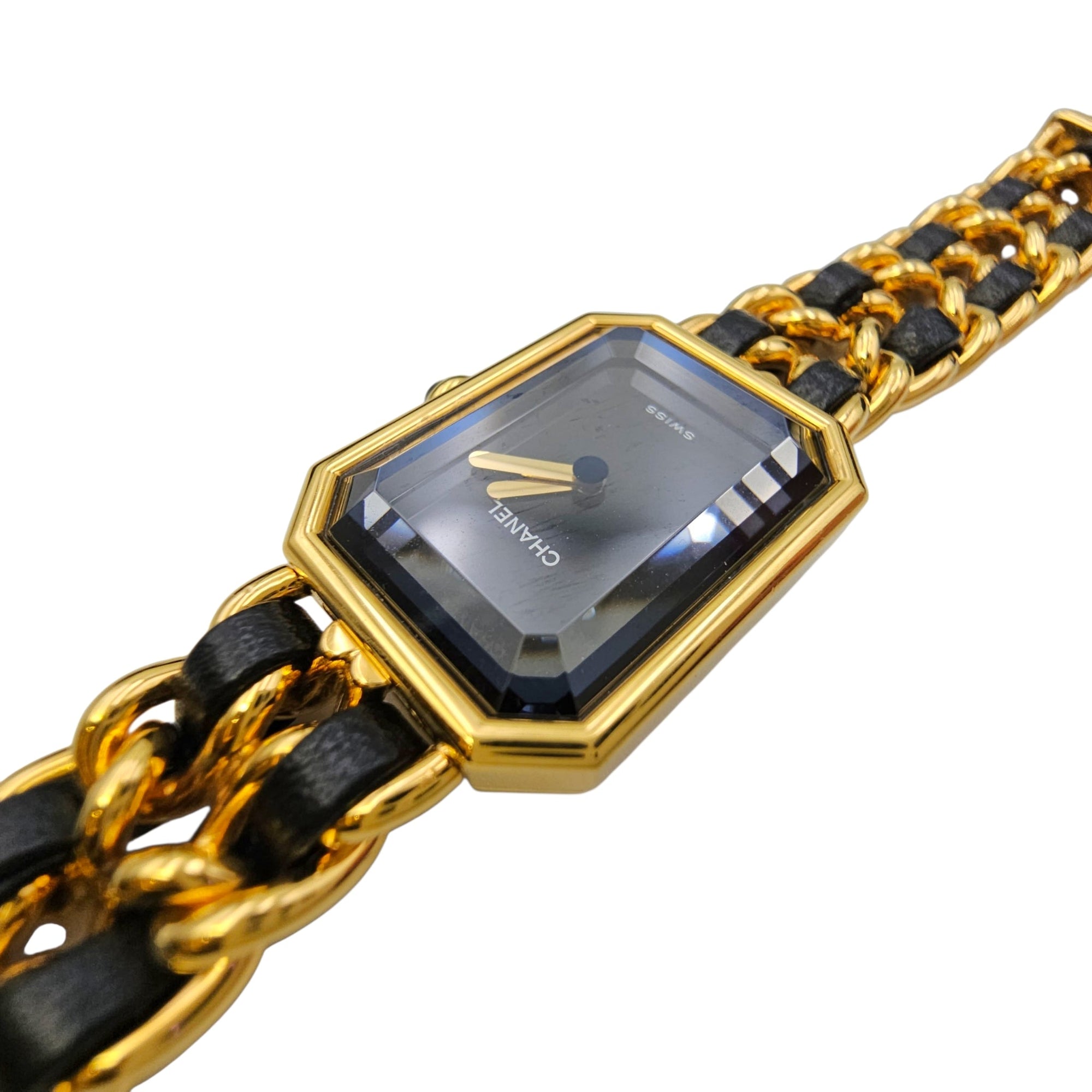 Vintage Premiere 1987 Small Black Watch Gold hardware CL2606-21771 3