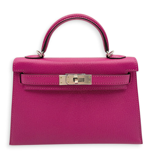Sellier Kelly 20 Rose Pourpre in Chevre Mysore Palladium hardware CL2606-21774 1