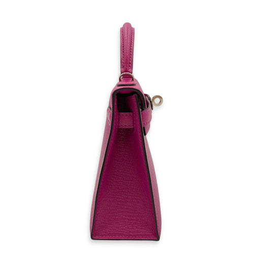 Sellier Kelly 20 Rose Pourpre in Chevre Mysore Palladium hardware CL2606-21774 3