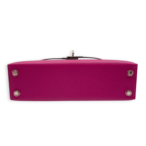 Sellier Kelly 20 Rose Pourpre in Chevre Mysore Palladium hardware CL2606-21774 5