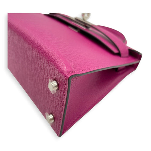 Sellier Kelly 20 Rose Pourpre in Chevre Mysore Palladium hardware CL2606-21774 6