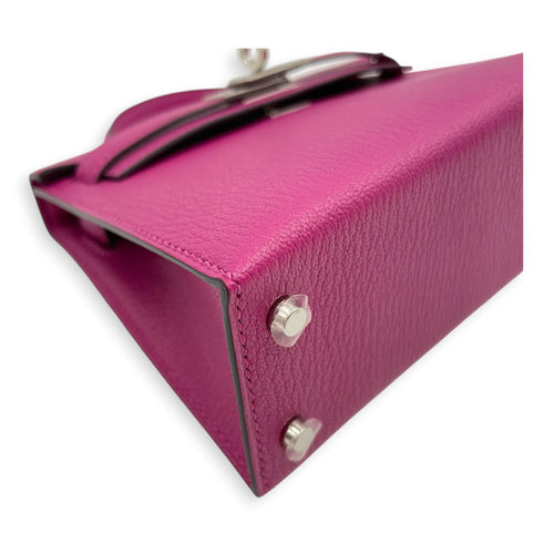 Sellier Kelly 20 Rose Pourpre in Chevre Mysore Palladium hardware CL2606-21774 7