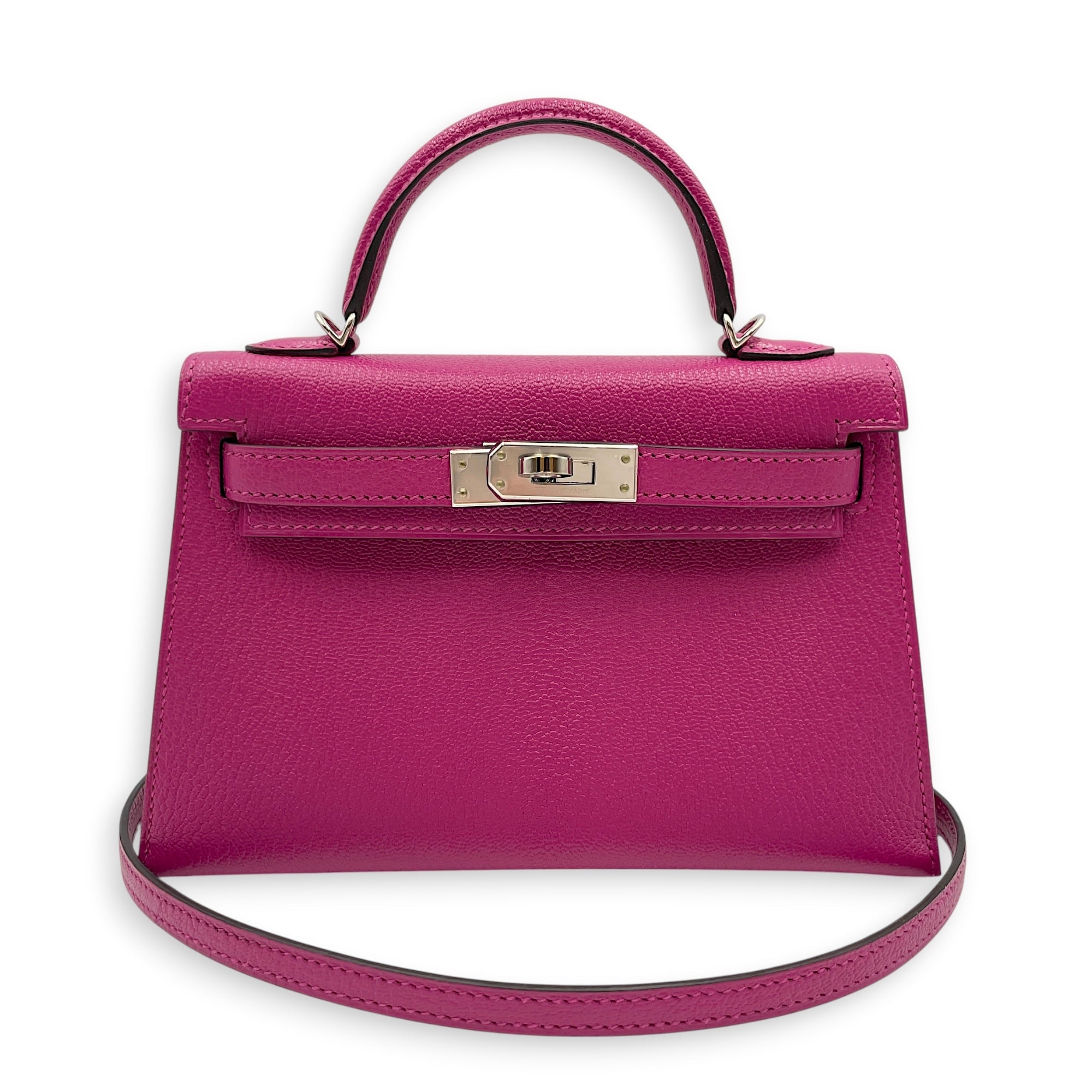 Sellier Kelly 20 Rose Pourpre in Chevre Mysore Palladium hardware CL2606-21774 9