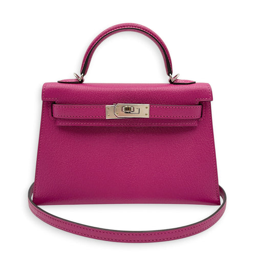Sellier Kelly 20 Rose Pourpre in Chevre Mysore Palladium hardware CL2606-21774 9