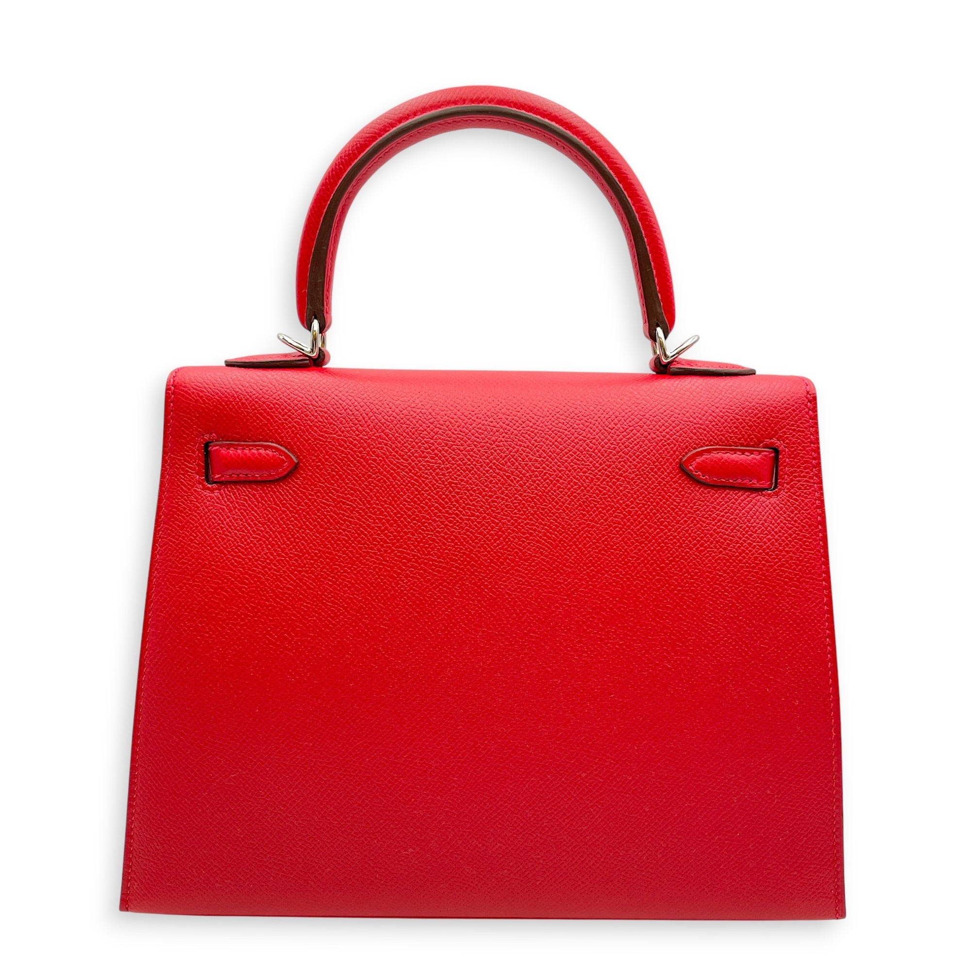 Sellier Kelly 25 Rouge Casaque in Epsom Palladium hardware CL2606-21779 2