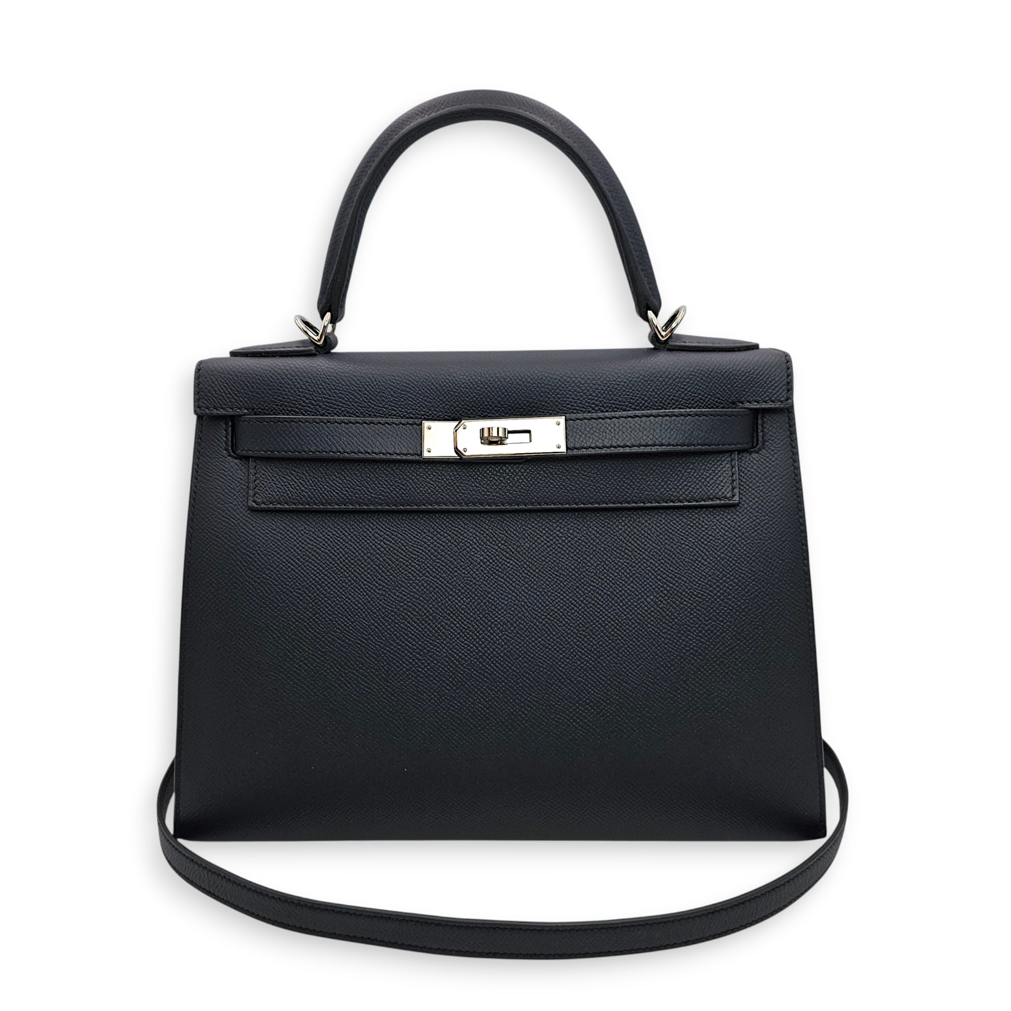 Sellier Kelly 28 Blue Indigo in Epsom Palladium hardware CL2606-21784 12