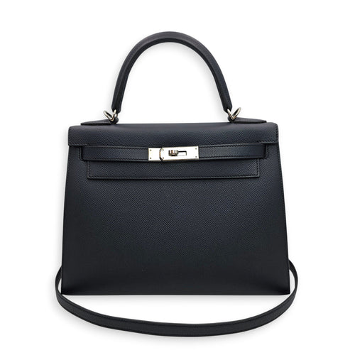 Sellier Kelly 28 Blue Indigo in Epsom Palladium hardware CL2606-21784 12