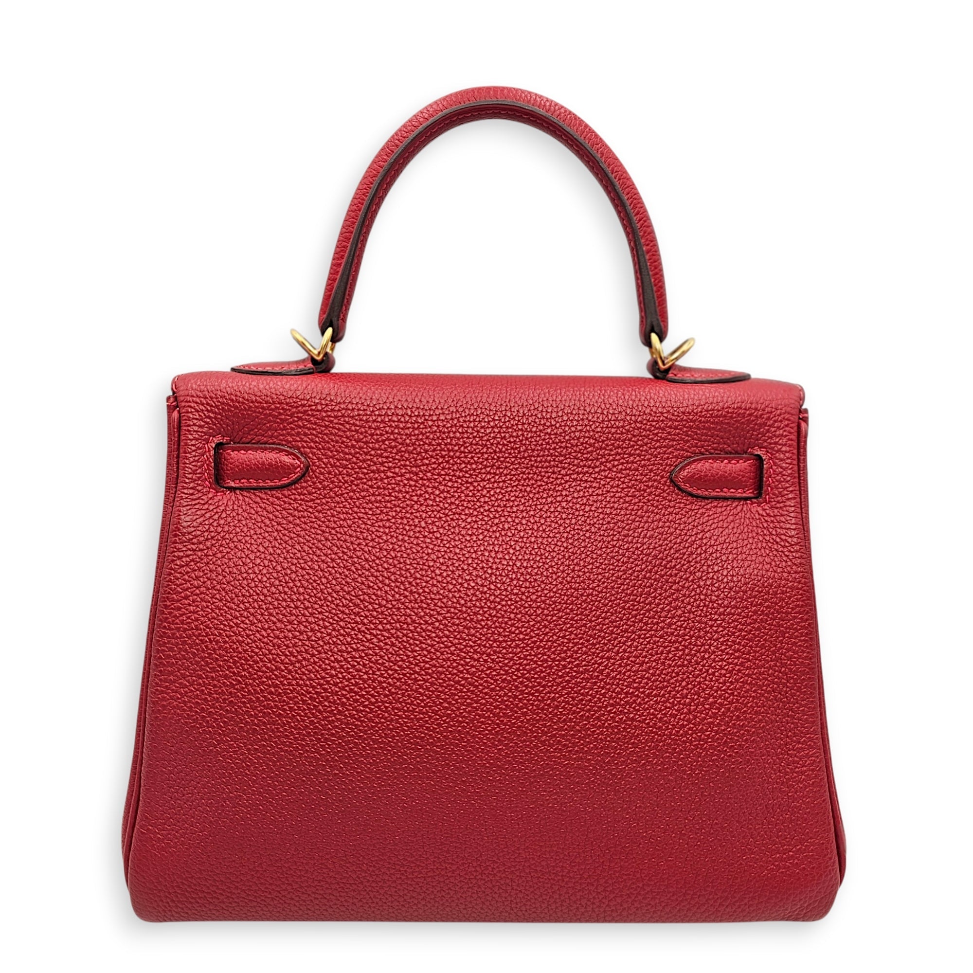 Kelly 25 Rouge vif in Togo Gold hardware CL2606-21785 2
