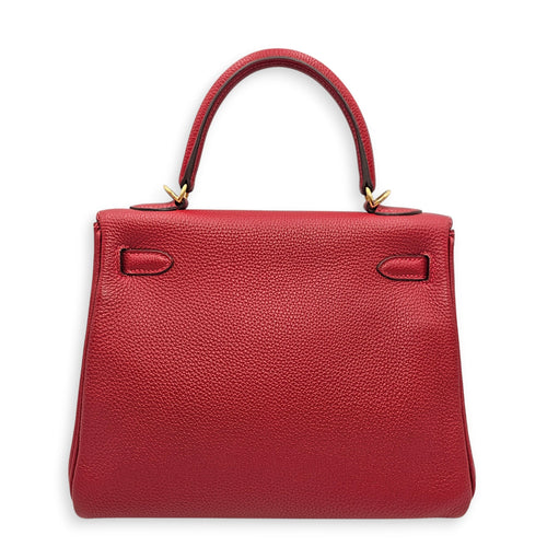 Kelly 25 Rouge vif in Togo Gold hardware CL2606-21785 2