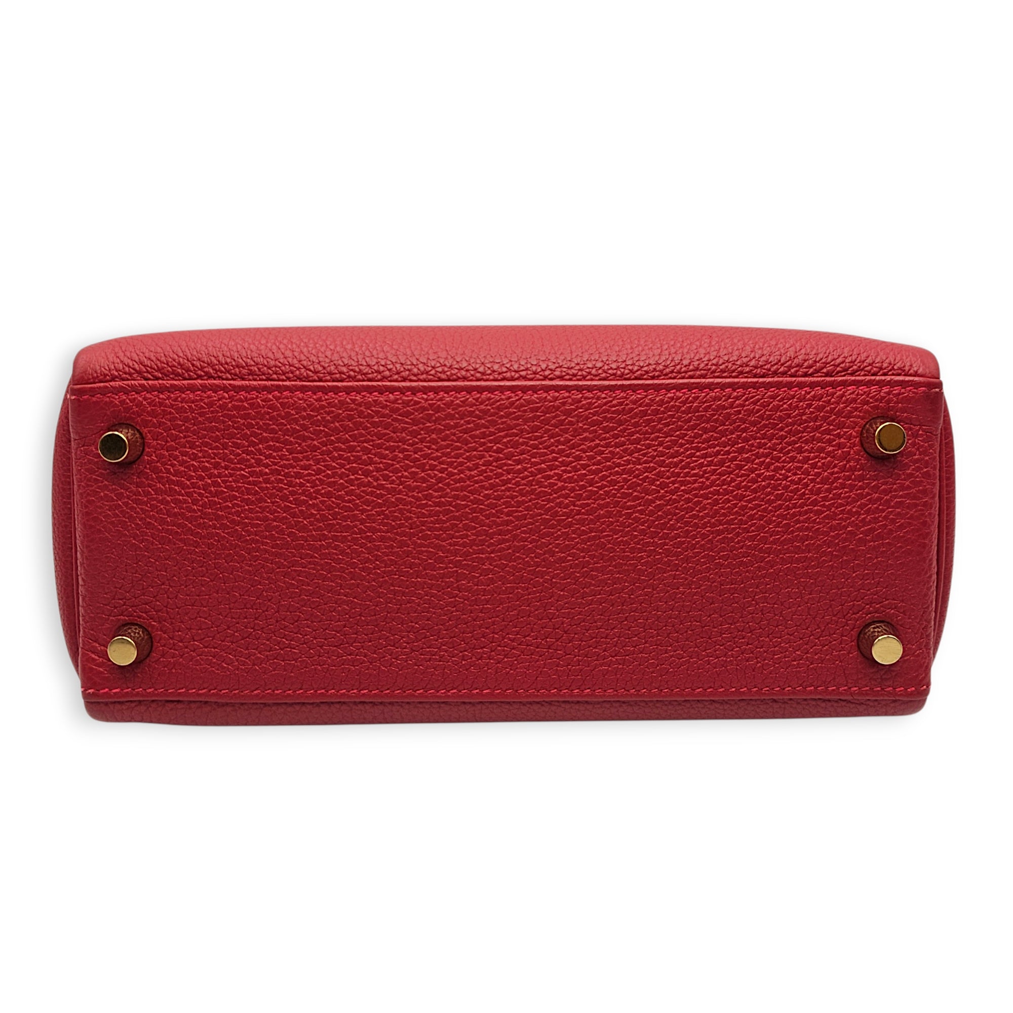 Kelly 25 Rouge vif in Togo Gold hardware CL2606-21785 5