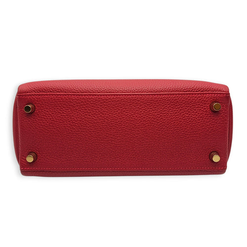 Kelly 25 Rouge vif in Togo Gold hardware CL2606-21785 5