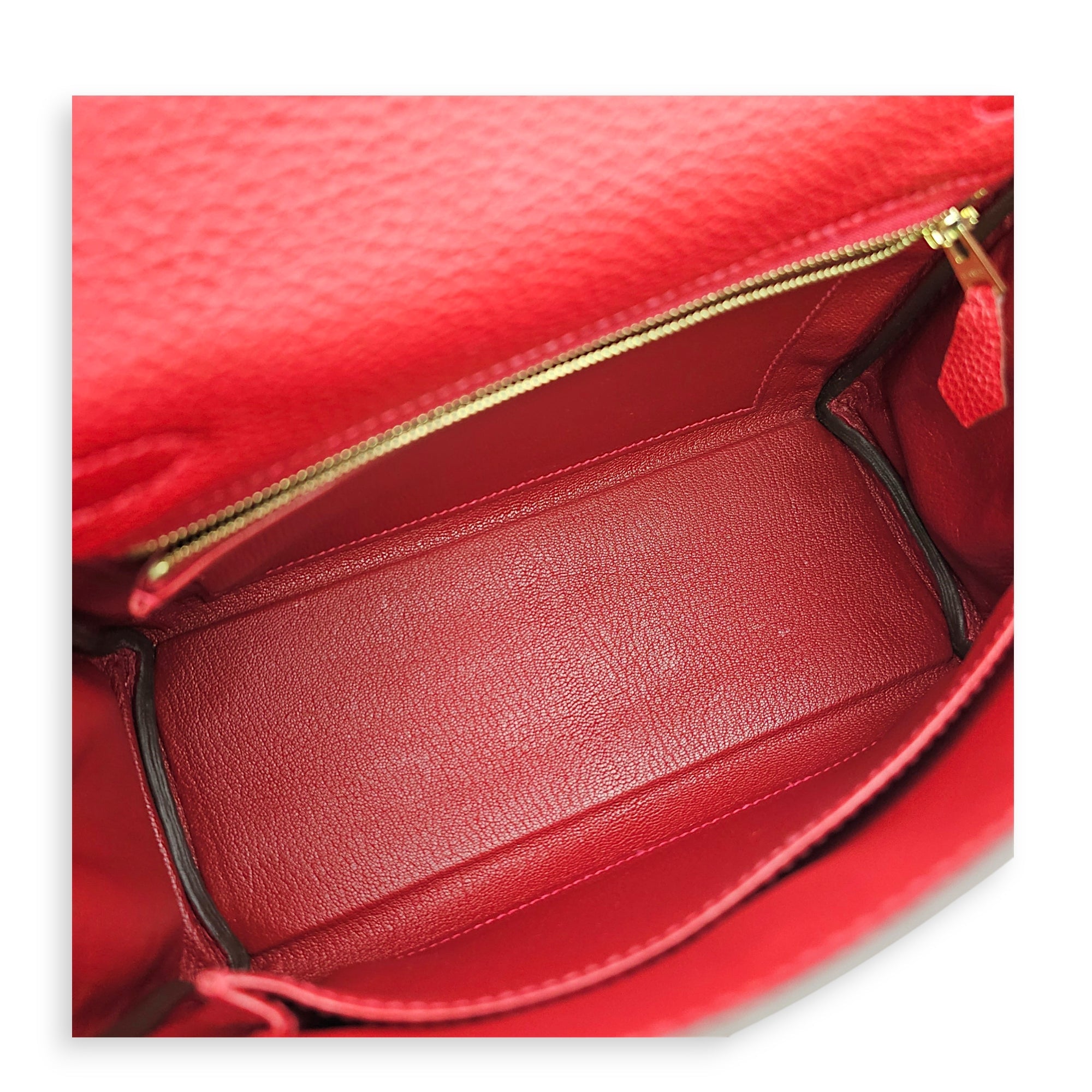 Kelly 25 Rouge vif in Togo Gold hardware CL2606-21785 6